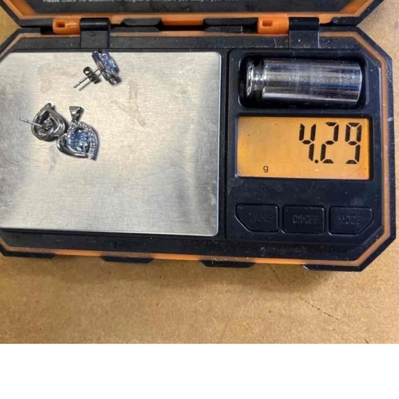 3.13Ct Heart Cut Natural Blue Topaz & Diamond Stud EarringS and Pend .980 TESTED - Picture 5 of 9